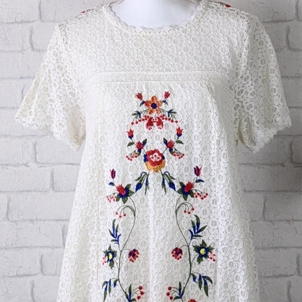 Umgee Boho Chic Embroidered Lace Dress | White - Picture 2 of 8
